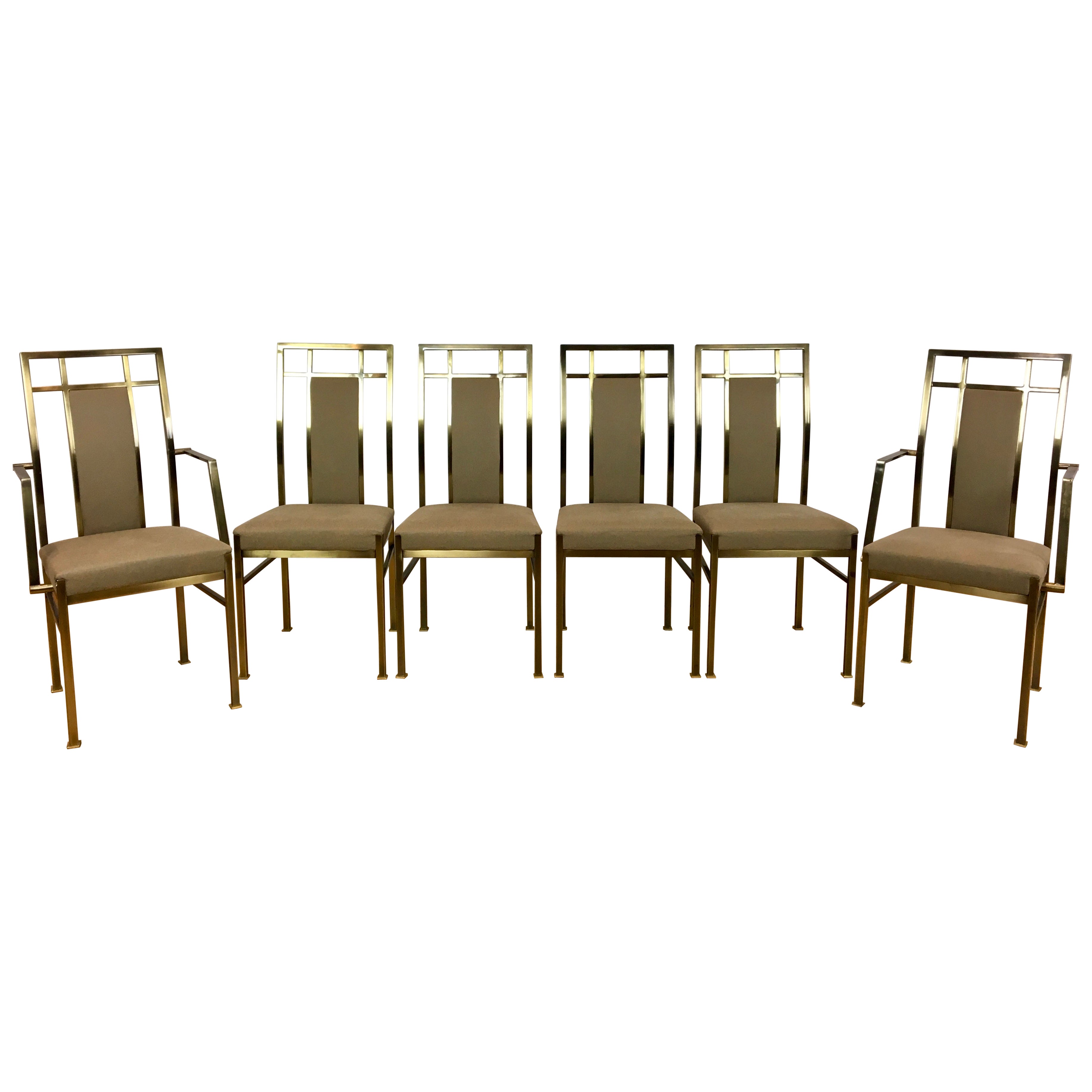 6 Belgo Chrome Dining Room Chairs,  Gold - plated  For Sale