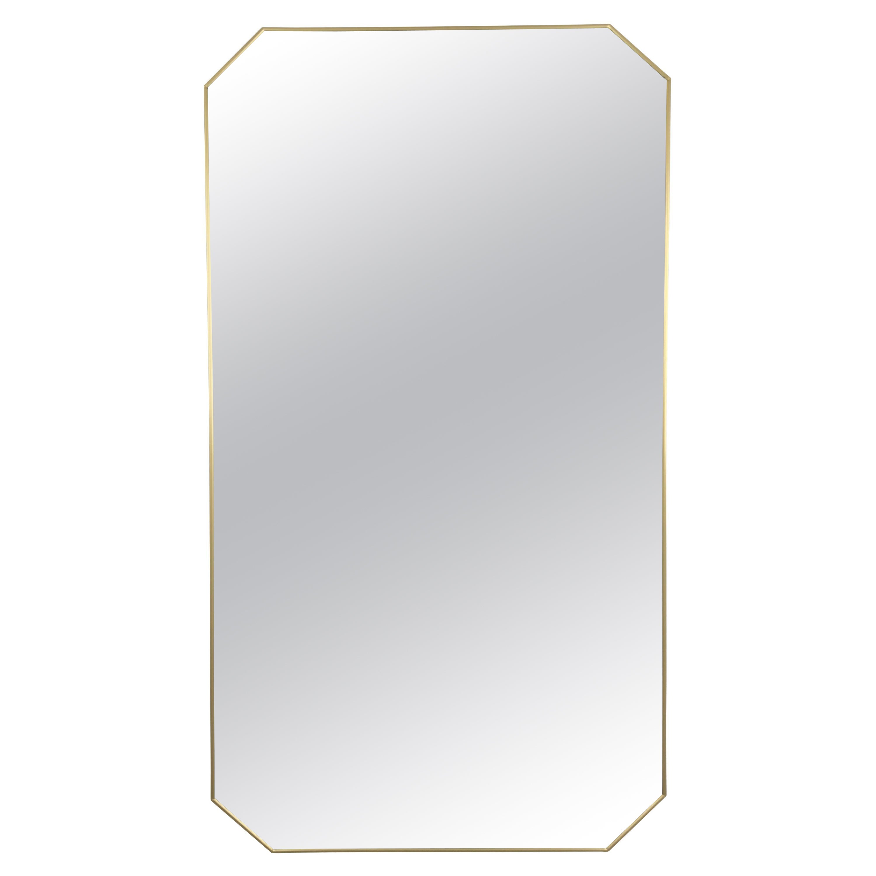 Friedman Brothers Mid Century Modern Style Beveled & Brass Frame Mirror 
