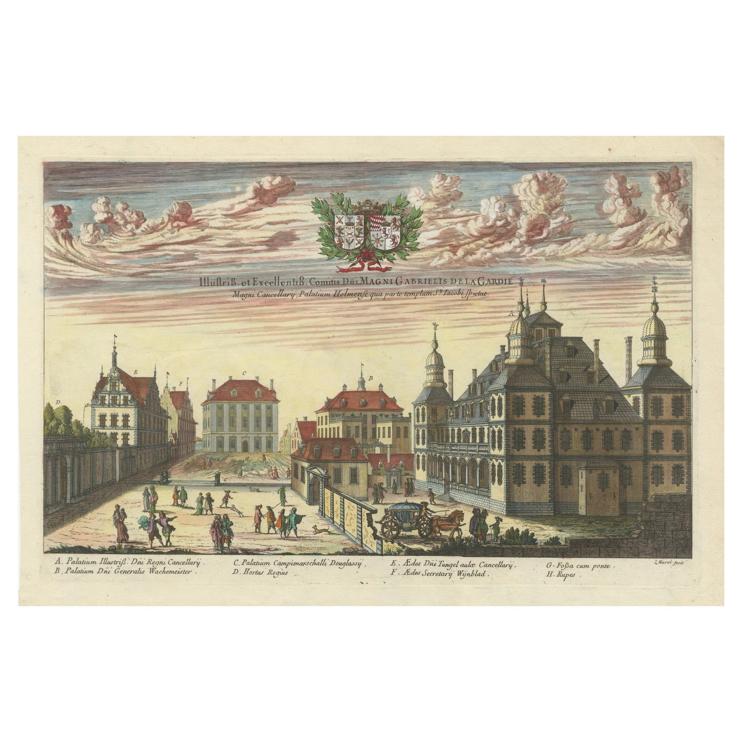 Noble au-dessus : La propriété de la Gardie à Stockholm telle qu'invisée par Jean Marot, 1670 en vente