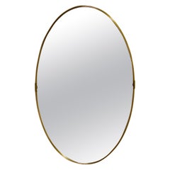 XL 1950s Gio Ponti Era Mid-Century Modern Italian Brass Oval Wall Mirror