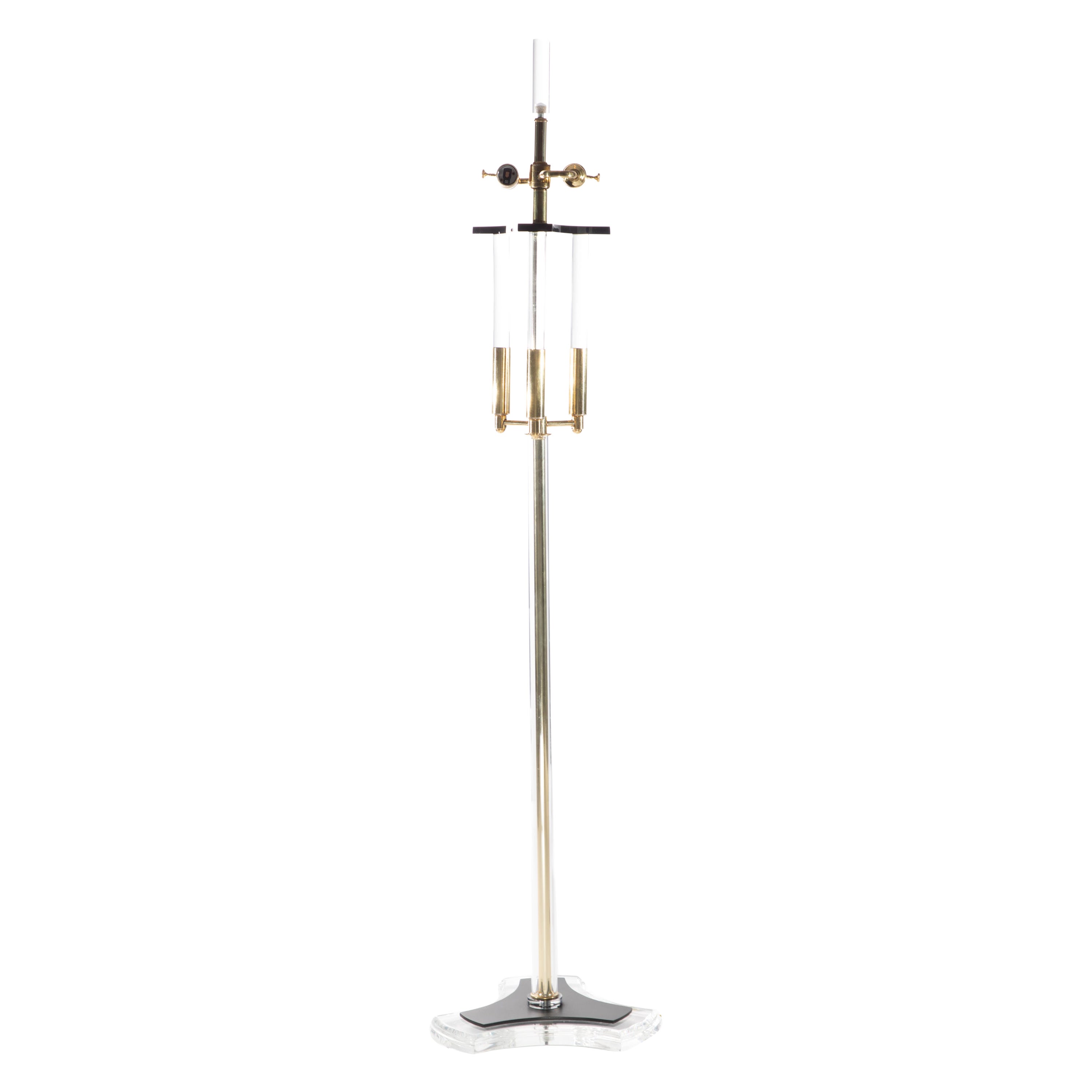 Vintage Brass and Acrylic Floor Lamp For Sale