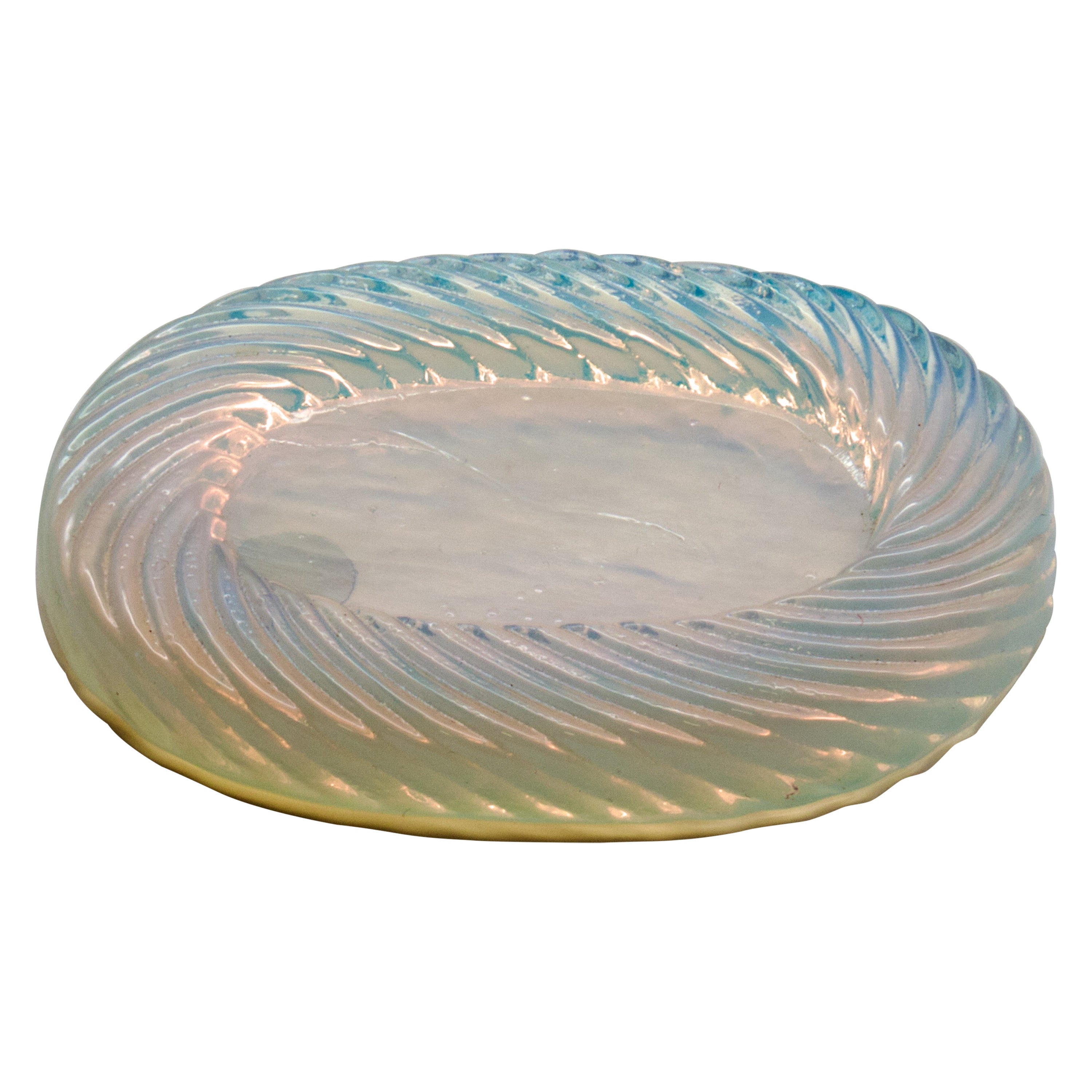1980s Opaline Murano Italian Vide-Poche Catchall Bowl, Hollywood Regency Style For Sale
