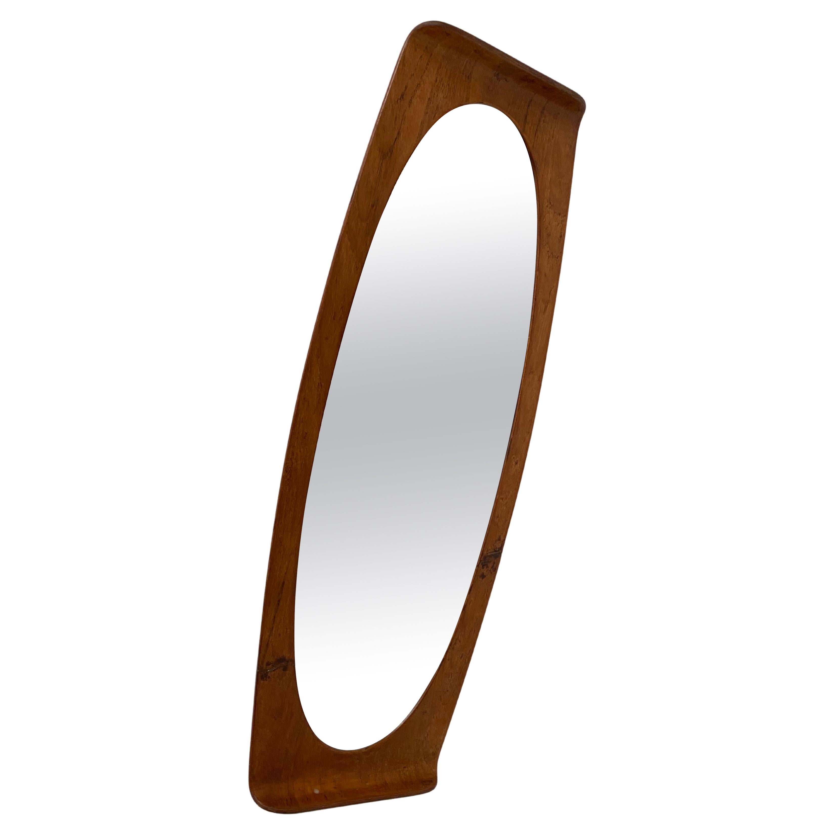 Campo & Graffi Wallmounted Teak Plywood Mirror for HOME Italy 1950's For Sale