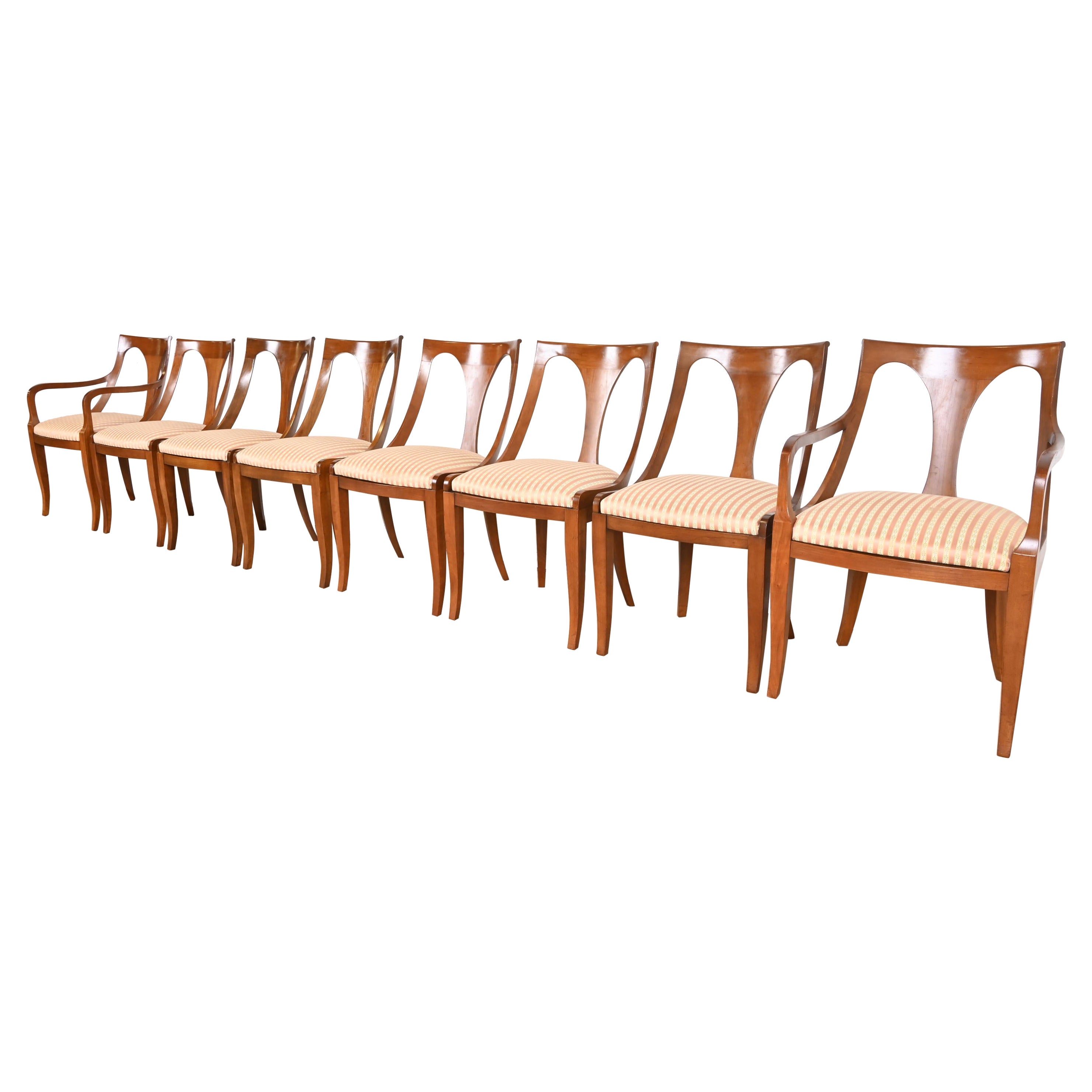 Kindel Furniture ensemble de huit chaises de salle à manger Regency en cerisier massif en vente
