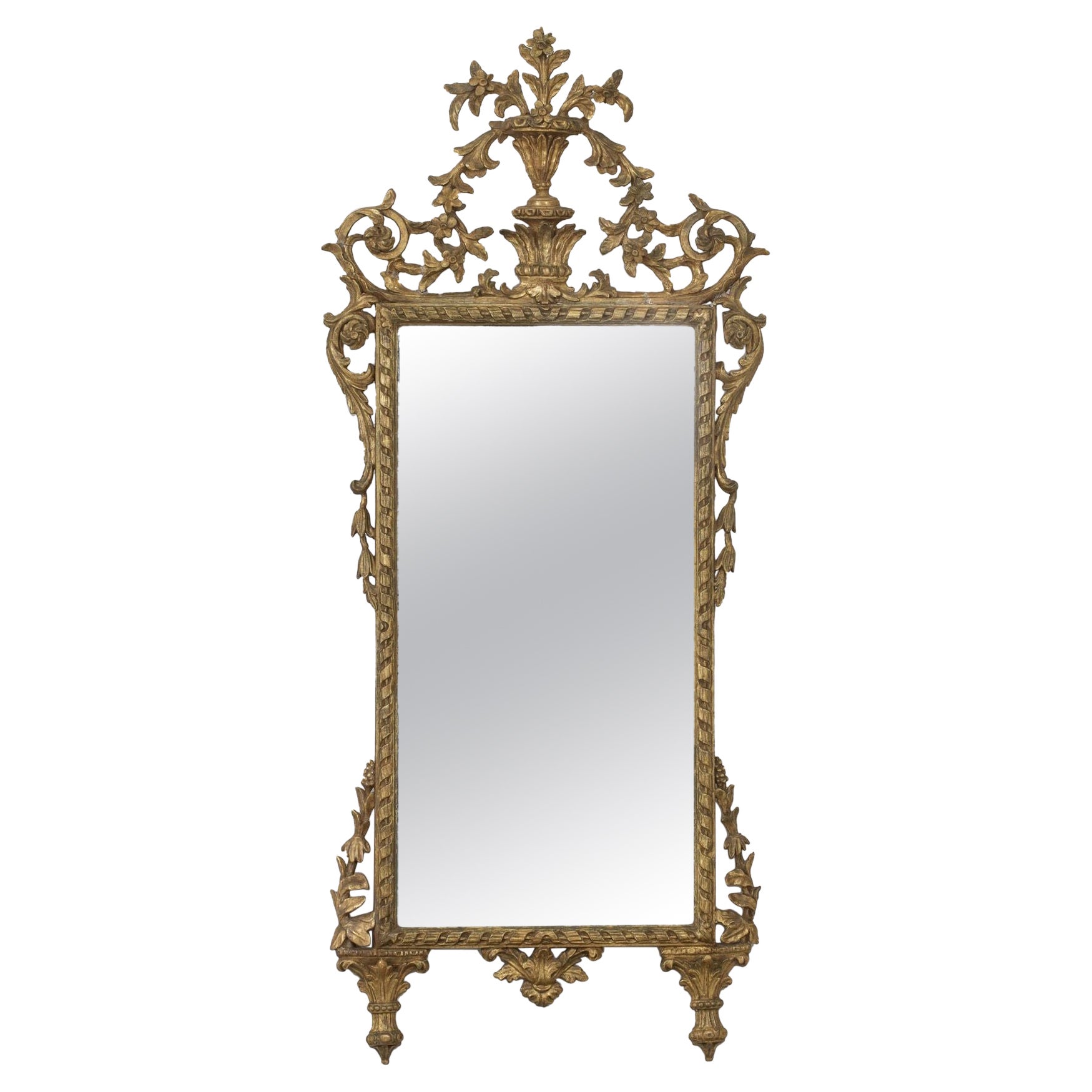 19th c. Italian Giltwood Mirror with Original Mirror Plate For Sale