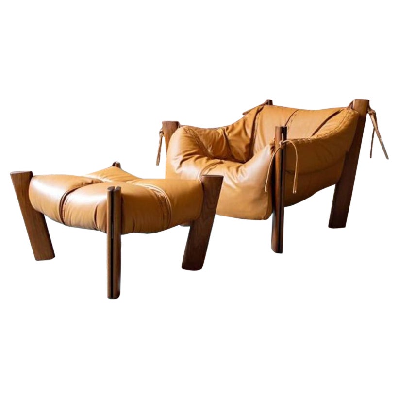1970s MP111 Brazilian Lounge Chair and Ottoman by Percival Lafer