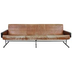 Mid-Century Modern Rosewood and Leather Sofa