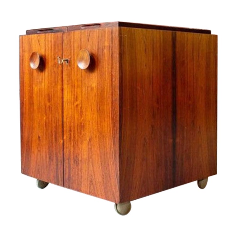 1960s Brazilian Rosewood Bar Cabinet  Side Table Made in Denmark For Sale