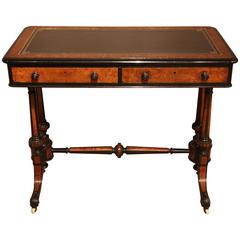 Amboyna and Ebonised Leather Top Centre Table, circa 1870