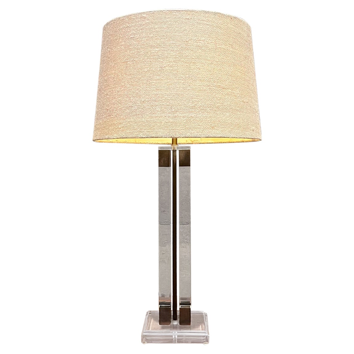 1970s Lucite and Brass Table Lamp Modern Style of Charles Hollis Jones For Sale