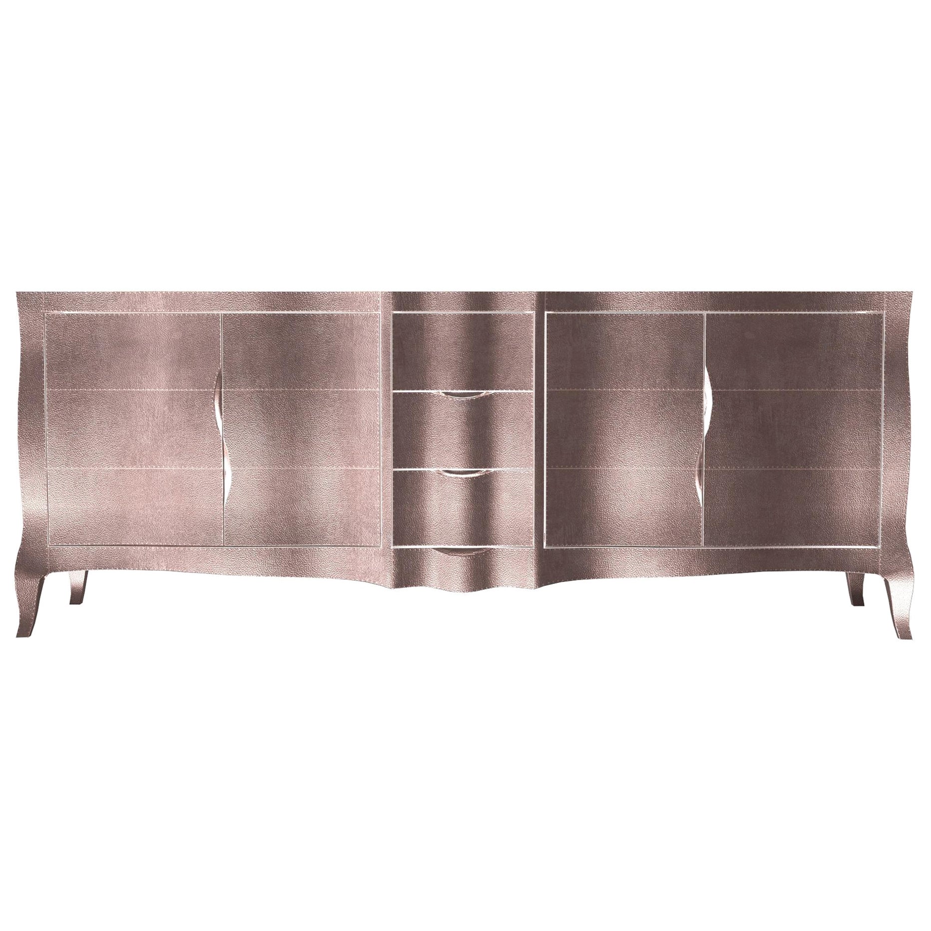 Louise Credenza Art Deco Buffets in Fine Hammered Copper by Paul Mathieu For Sale