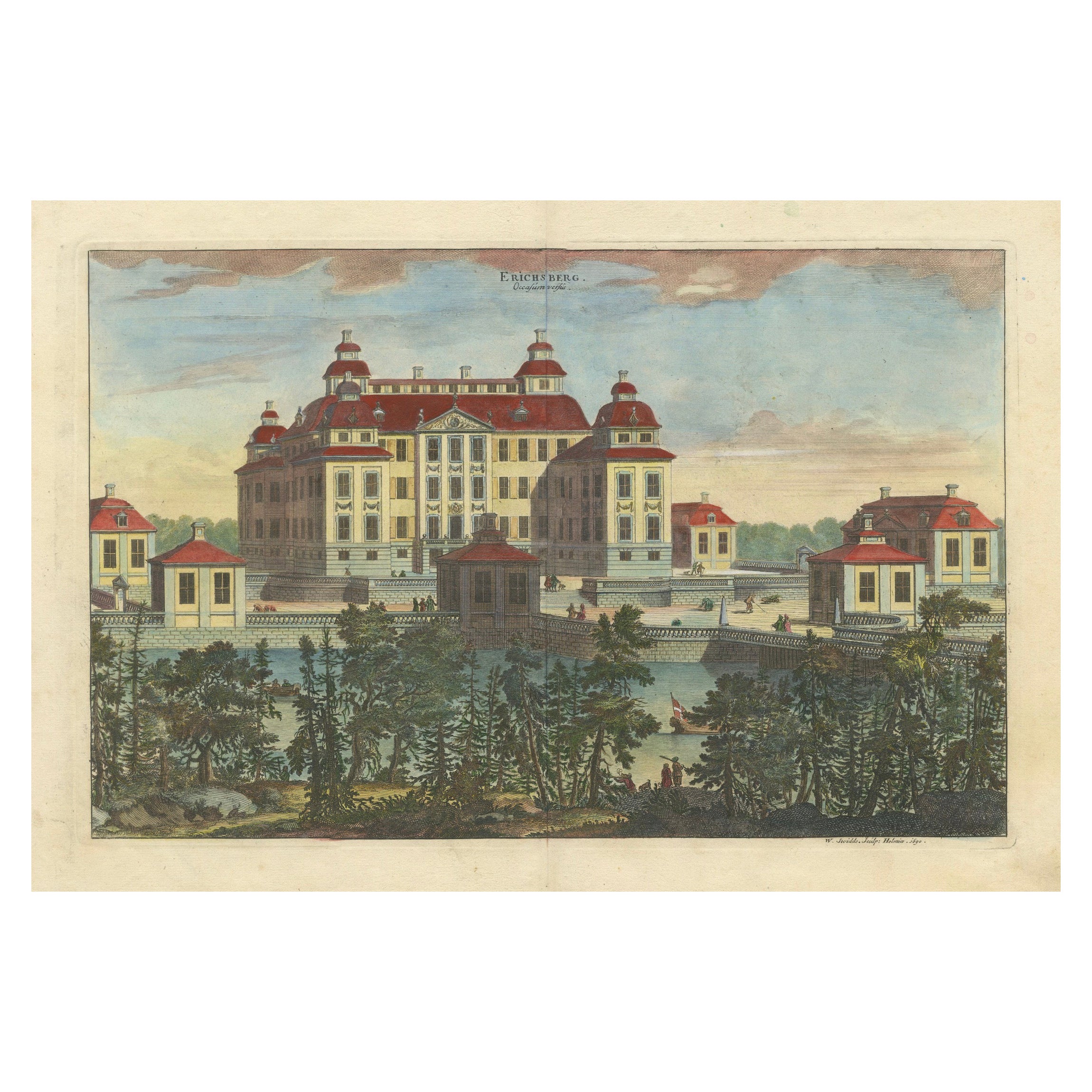 Baroque Splendor: Ericsberg Castle in Swidde's Suecia Antiqua et Hodierna, 1690 For Sale