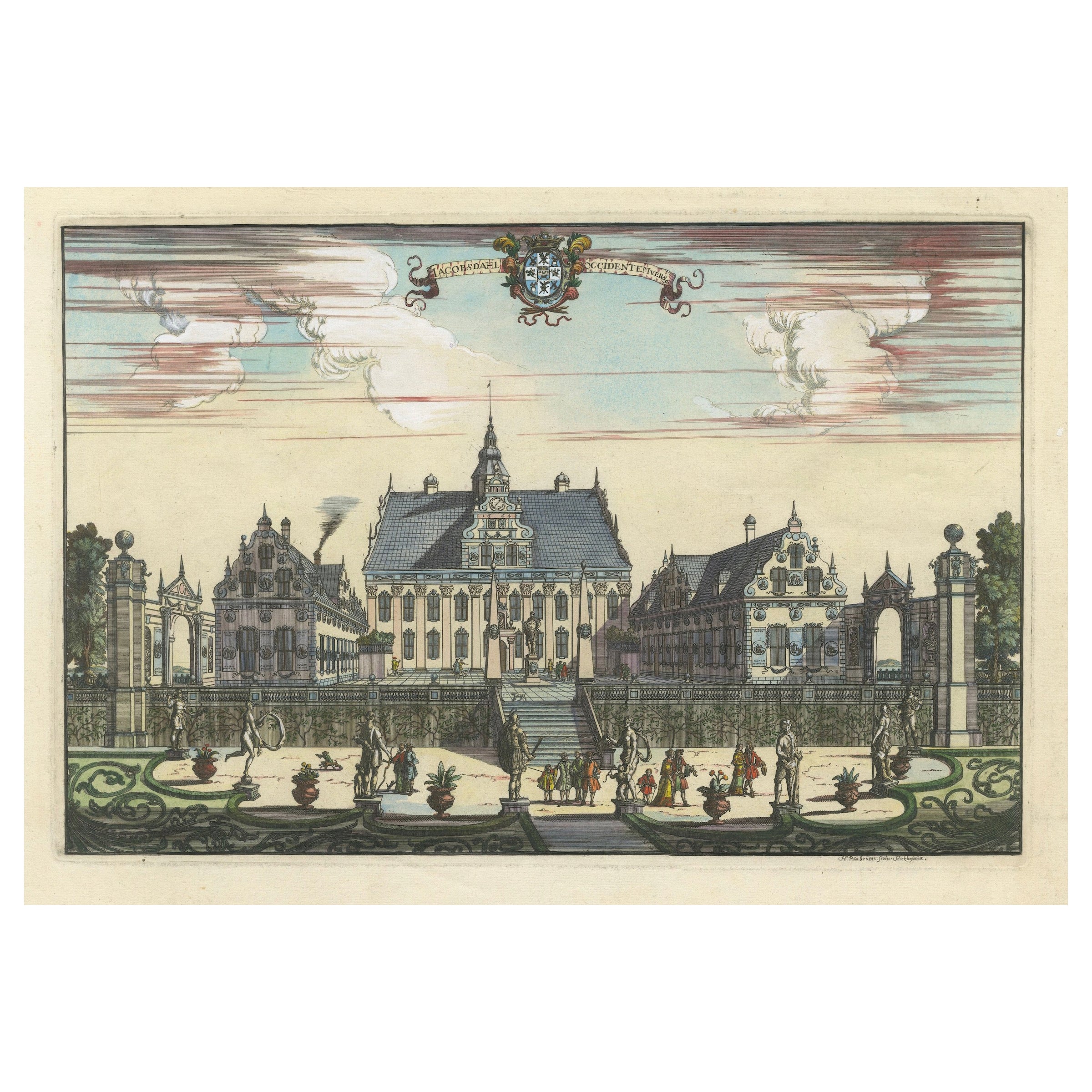 The Pastoral Elegance of Ulriksdal Castle by Herman Padtbrugge, ca.1685 For Sale