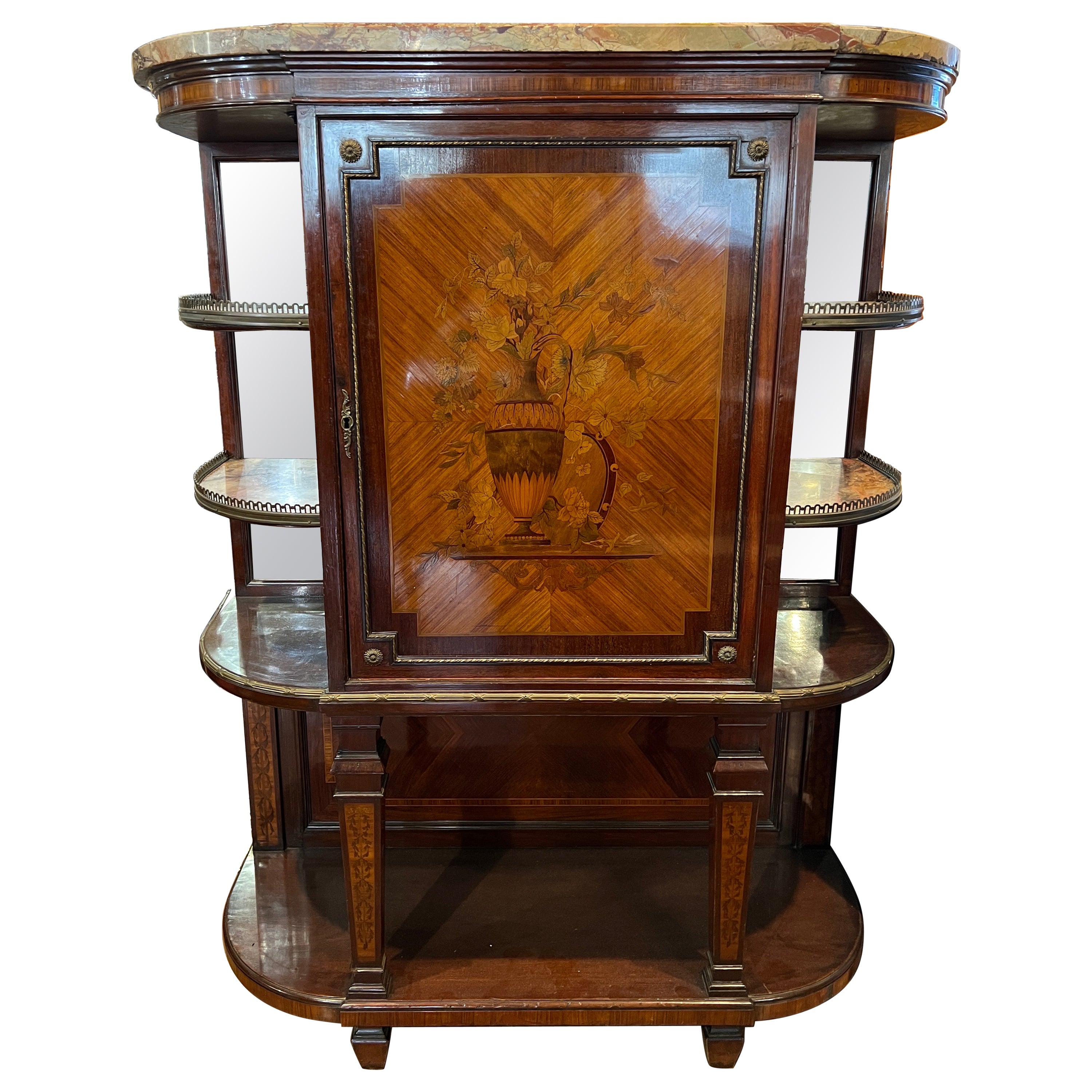 19th Century Napoleon III Credenzas Kingwood Marquetry signed Maison Forest For Sale