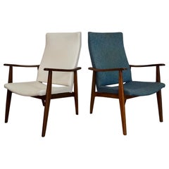 Retro 1960's Mid-Century Modern Lounge Armchairs - a Pair