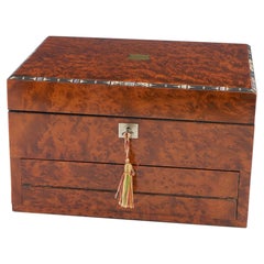 Used Mid Victorian Amboyana Ladies Jewellery Box and Writing Slope c1860