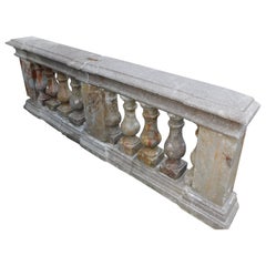 Antique Pair of pink marble balustrade railings, with sculpted columns, Italy