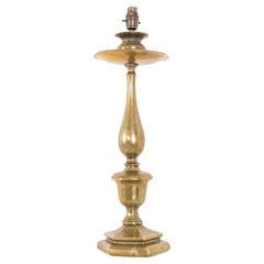 Antique Vintage Edwardian Brass Column Desk Table Lamp. c.1900