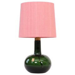 Lámpara de sobremesa de cristal verde de Michael Bang para Holmegaard, Década de 1970, Dinamarca