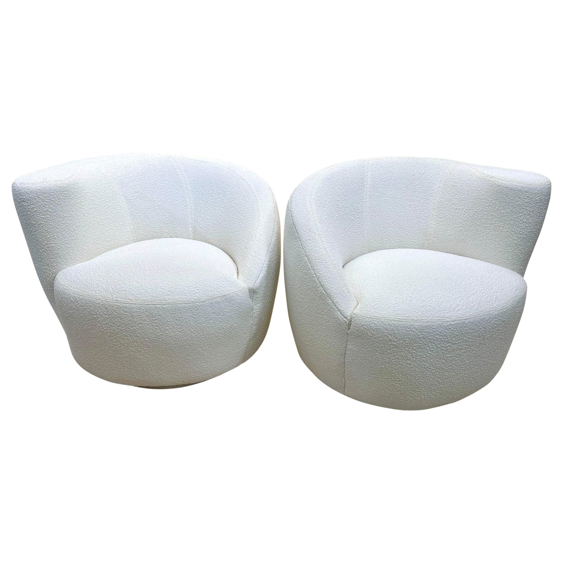 Vladimir Kagan Corkscrew Swivel Chairs for Directional in Bouclé, PAIR For Sale