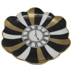 Fornasetti for Bergdorf Goodman Porcelain Trinket Dish with Clock Motif