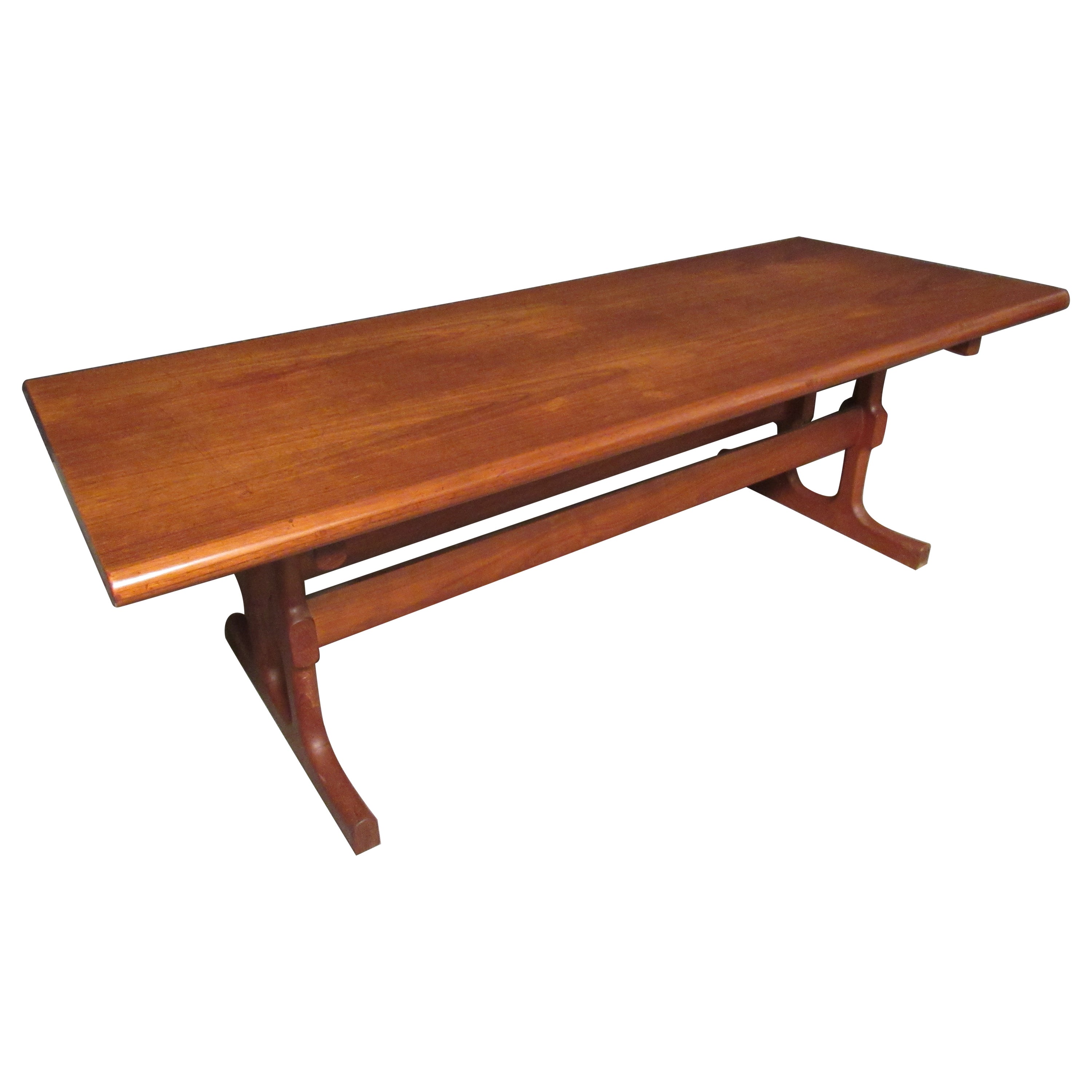Double Trestle Danish Teak Coffee Table by CFC Silkeborg For Sale