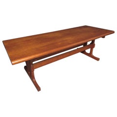 Retro Double Trestle Danish Teak Coffee Table by CFC Silkeborg