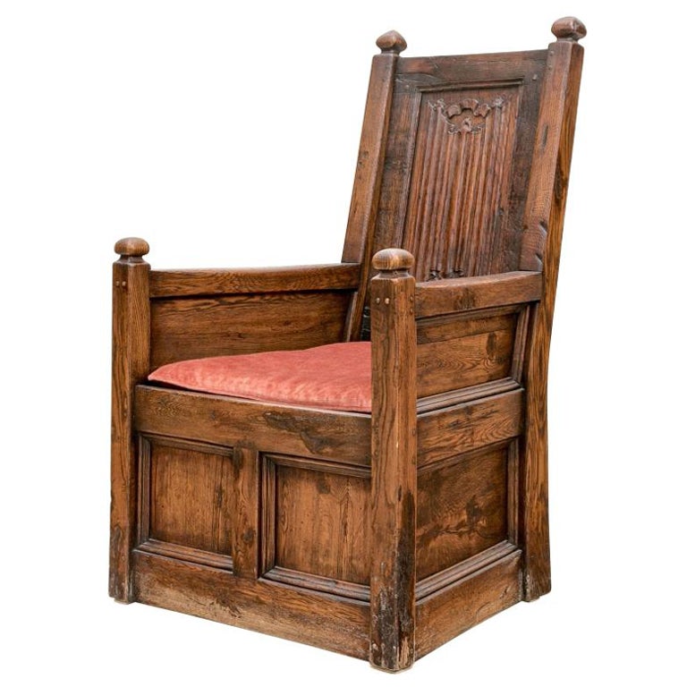 Antique Oak Jacobean Style Throne Chair 