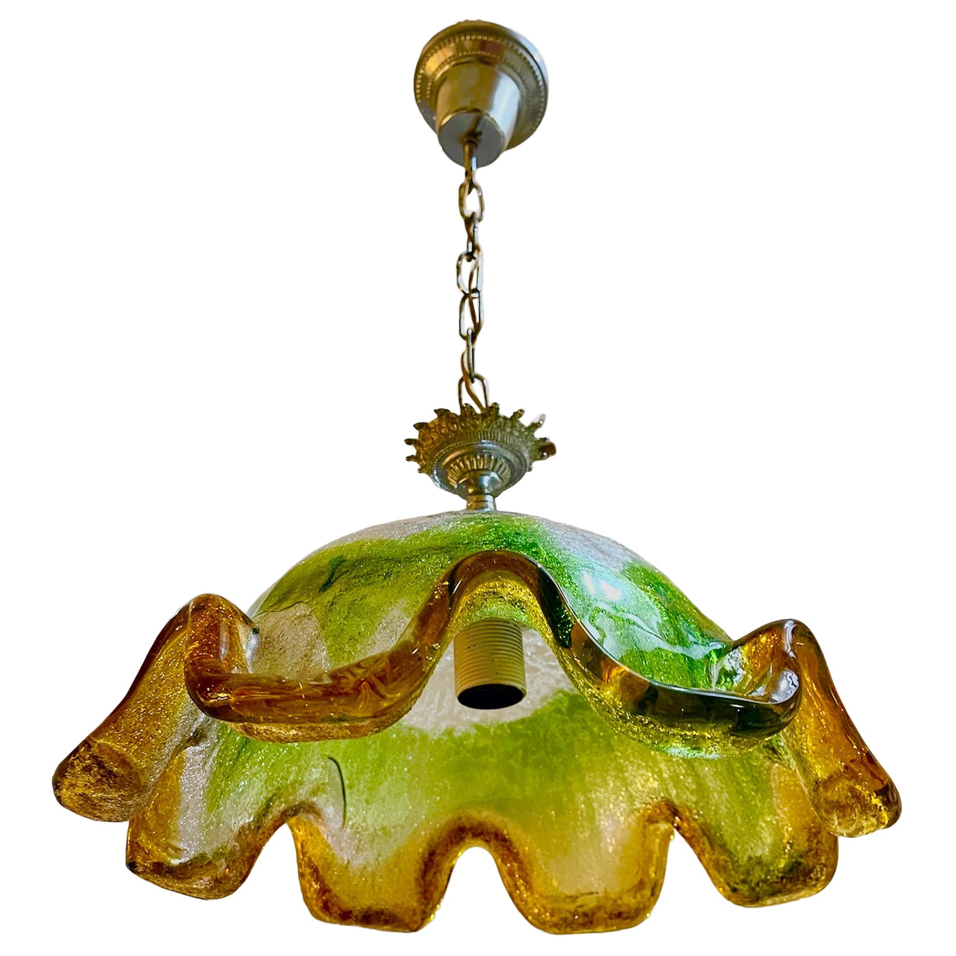 Mazzega Pendant with Glass Murano Bicolore, Italy, 1970 For Sale
