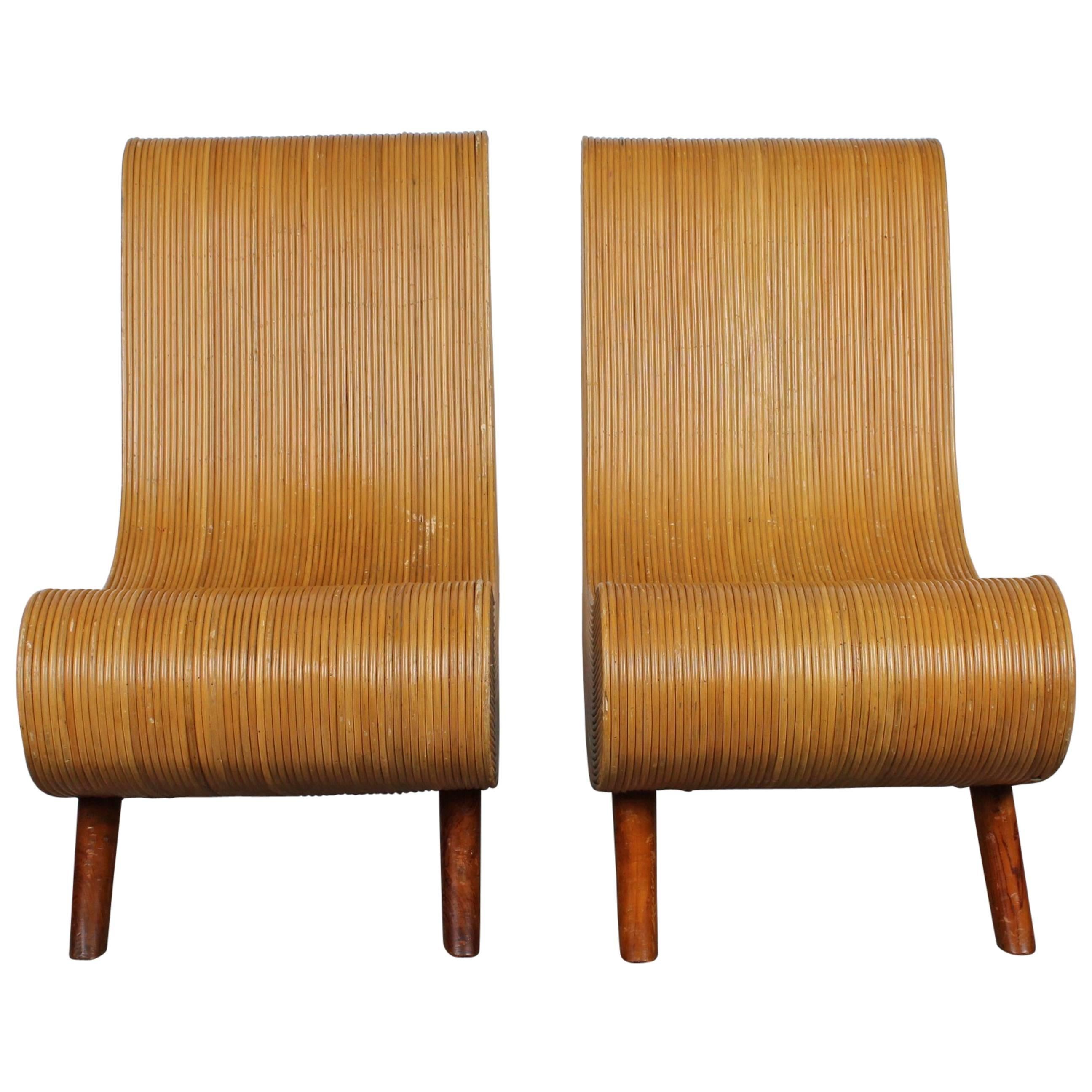 Unique Pair of Mid-Century Modern Bamboo Chairs