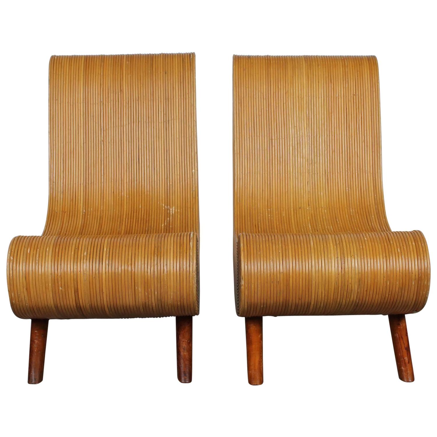 Unique Pair of MidCentury Modern Bamboo Chairs For Sale at 1stdibs