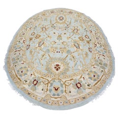 Ovaler Sultanabad 8x10 Teppich in Hellblau & Elfenbein, handgefertigt, 21. Jahrhundert