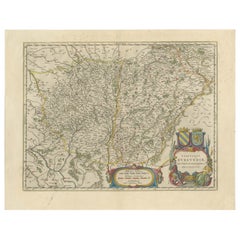 Antique Burgundy's Viticultural Landscape: A 1640 Cartographic Engraving by Willem Blaeu