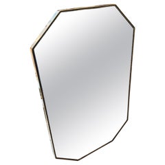 Antique 1960s Gio Ponti Style Mid-Century Modern Brass Italian Octagonal Wall Mirror