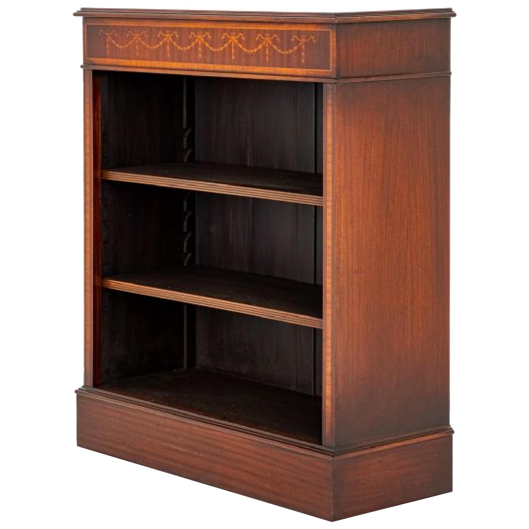 Sheraton Open Bookcase Mahogany Satinwood Inlay For Sale