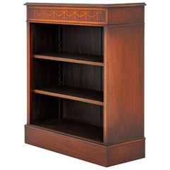 Antique Sheraton Open Bookcase Mahogany Satinwood Inlay