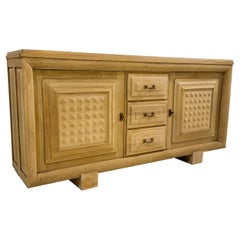 Mid-Century Brutalist Wooden Sideboard in style of Charles Dudouyt