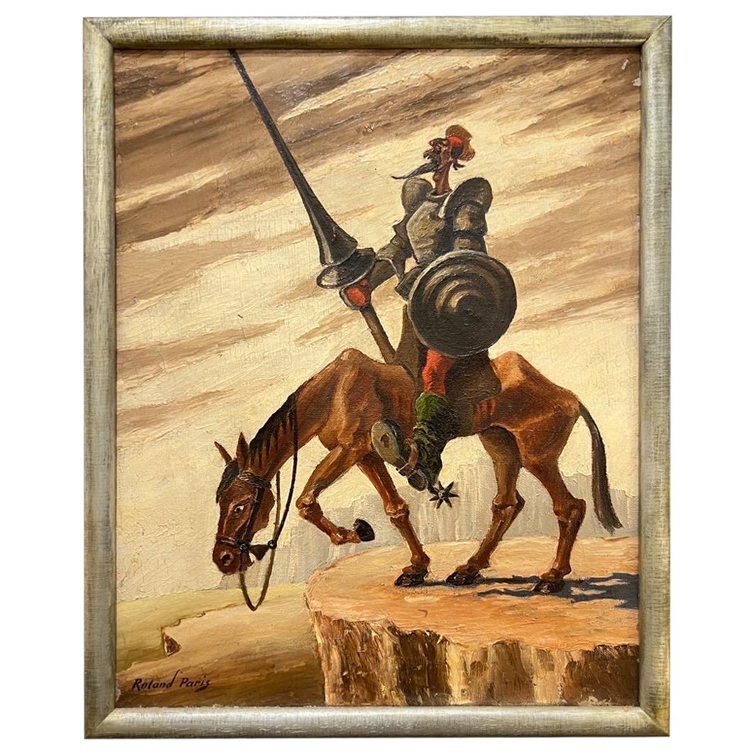 Art Deco Painting "Don Quixote de la Mancha" by Roland Paris For Sale