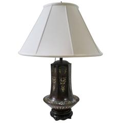 Chinese Cloisonné Enamel Bronze Vase 19th Century Mounted as a Table Lamp 4