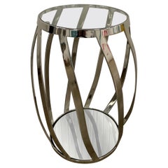 Chrome & Glass Spiral Side Table