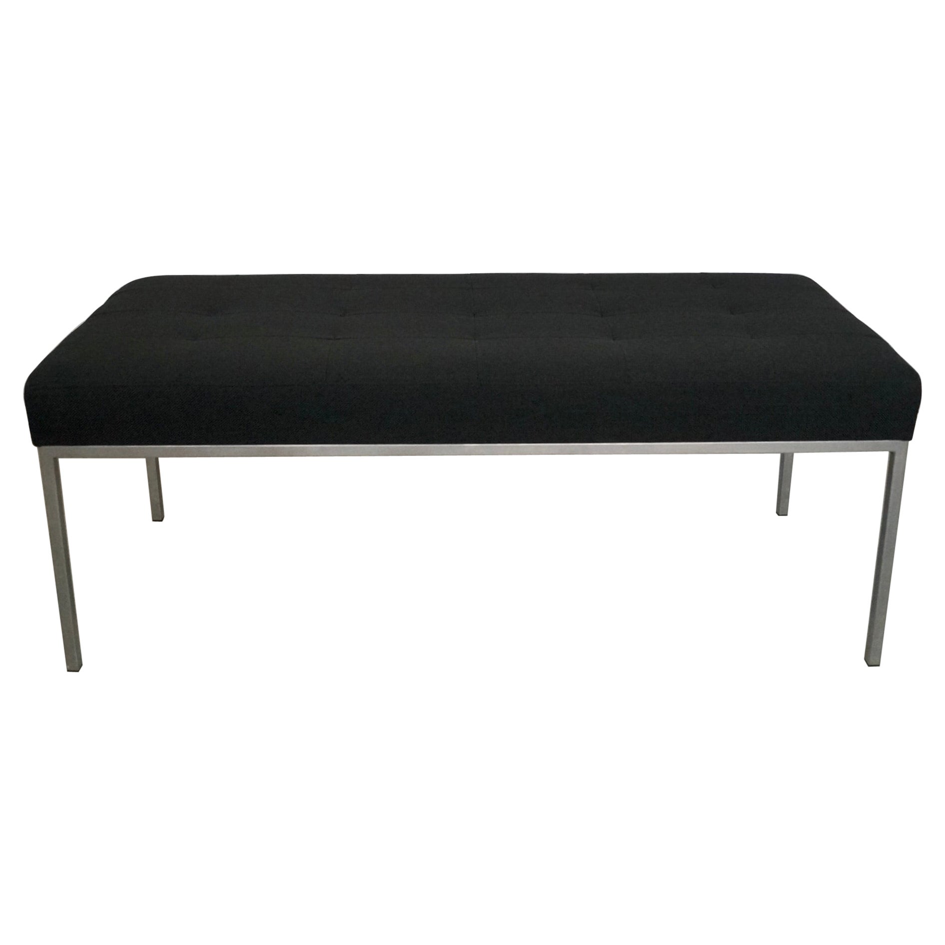 1960's Mid-Century Modern Florence Knoll Style Aluminum & Tweed Bench For Sale