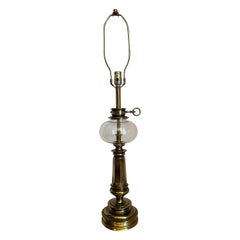 Used Stiffel Brass & Glass Oil Reservoir Lamp
