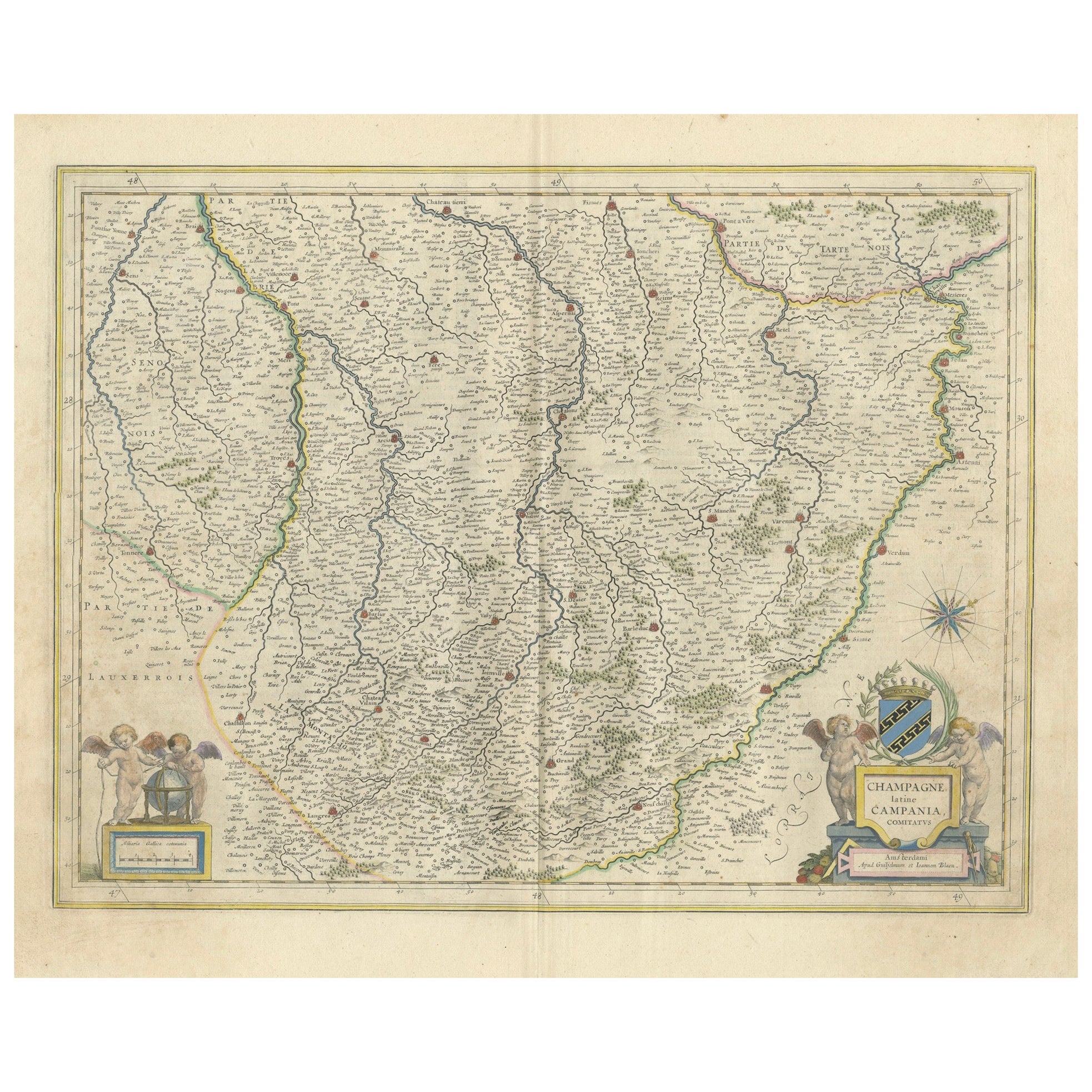 Champagne : Le cœur étincelant de la France - Une gravure cartographique de Blaeu, vers 1650