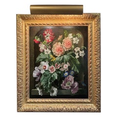 Peinture à l'huile du milieu du XXe siècle représentant des fleurs dans un vase par Gerald Cooper 