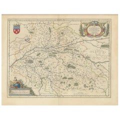 Antique Cartographic Elegance of Touraine: A 17th-Century Map Showing French Heritage