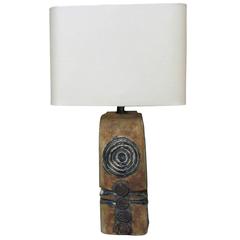 French Mid-Century, Sandstone Sculpture Unique Piece, Vallauris Table Lamp 11