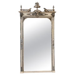 Antique Napoleon III Painted and Silver Gilt Mirror (Miroir peint et argenté)