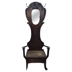 Antique Oak Mirrored Hall Stand 