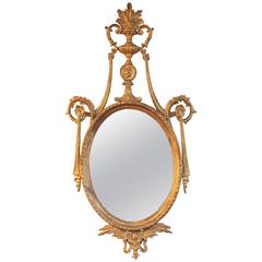 Antique Mid-19th Century Carved Giltwood Girandole Mirror