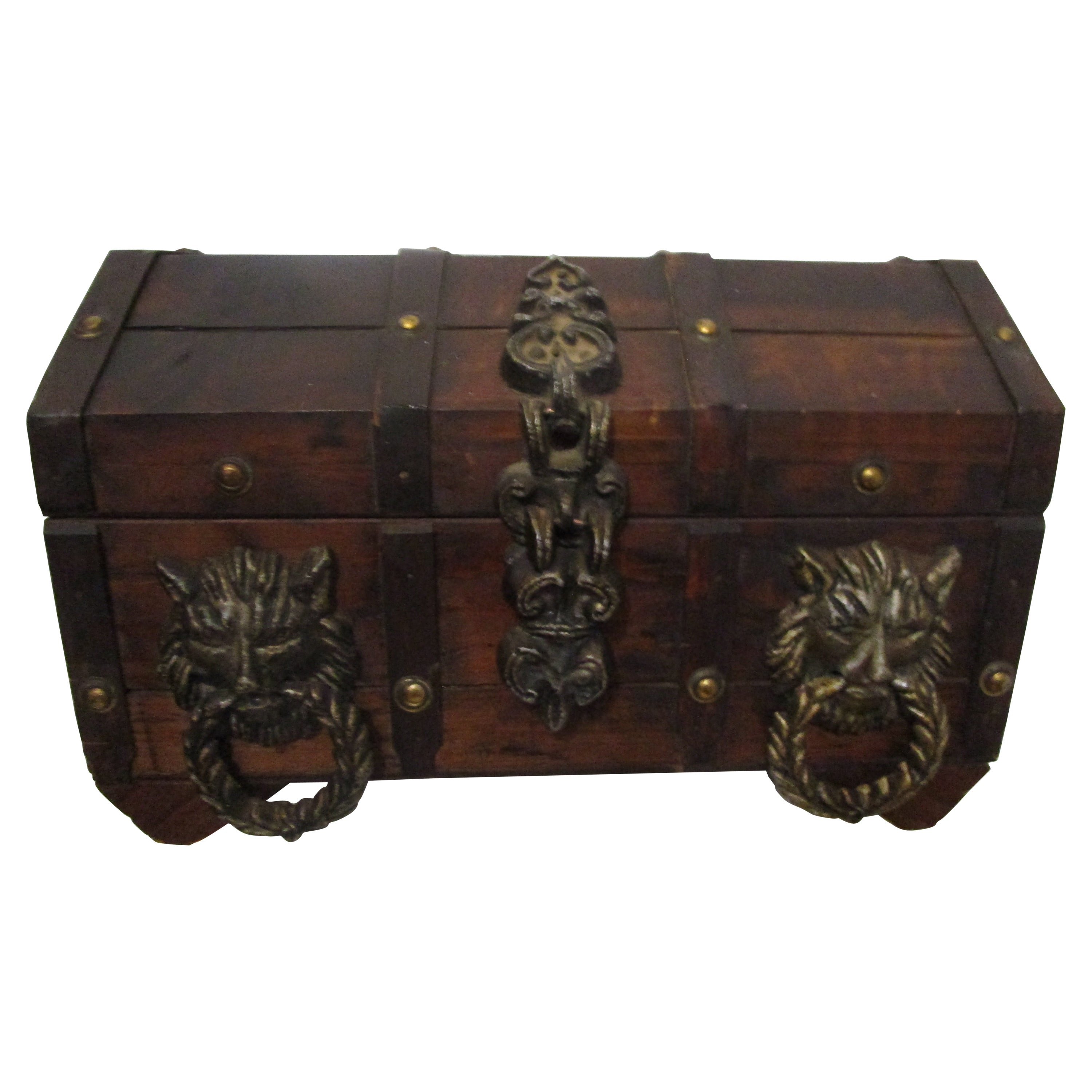 18th Century or Earlier Brass - Iron Bound Continental Lockbox